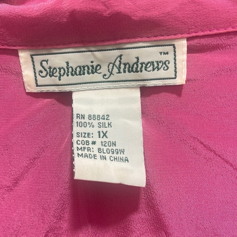 Vintage Oversized 100% Silk Button Down Shirt sz1X - Picture 3 of 9